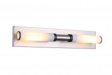 Lit Up Lighting LIT6822SN+BK-OP - 24" 2x 25W E26 Vanity in Satin Nickel finish with Black Rings . Dimensions : L=24" E=3.75