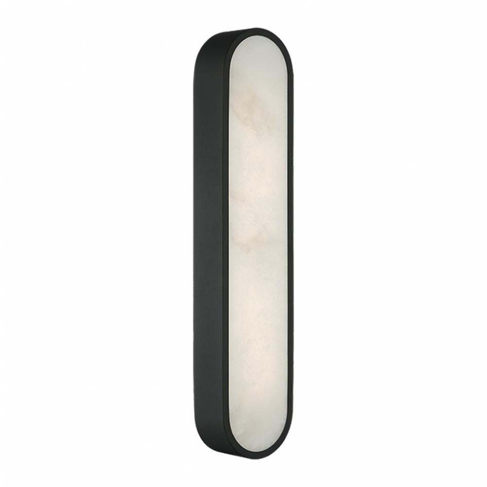 1 LT 22"W "Marblestone" Matte Black Wall Sconce