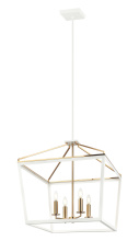 Matteo Lighting C67014WHAG - Mavonshire White + Aged Gold Brass Chandelier