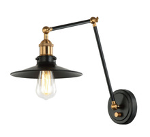 Matteo Lighting S01211AGBK - Brixson Aged Gold Brass + Black Wall Sconce