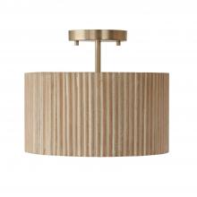 Capital Canada 250711WS - 1-Light Semi-Flush Pendant in Matte Brass and Handcrafted Mango Wood in White Wash