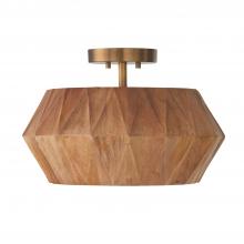 Capital Canada 251011LW - 1-Light Convertible Semi-Flush Pendant in Hand-distressed Patinaed Brass and Handcrafted Mango Wood