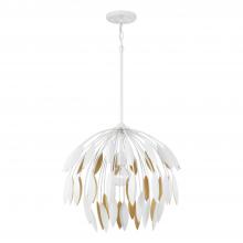 Capital Canada 351812WE - 1-Light Botanical Pendant in Matte White and Buffed Gold