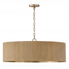 Capital Canada 450741WS - 4-Light Chandelier in Matte Brass and Handcrafted Mango Wood in White Wash