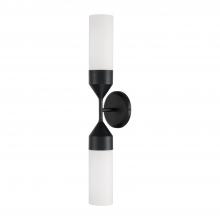 Capital Canada 652421MB - 2-Light Cylindrical Sconce in Matte Black with Soft White Glass
