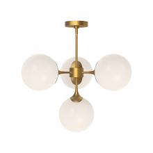 Alora Lighting CH505426AGOP - Nouveau 26-in Aged Gold/Opal Matte Glass 4 Lights Chandeliers