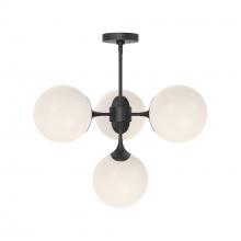 Alora Lighting CH505426MBOP - Nouveau 26-in Matte Black/Opal Matte Glass 4 Lights Chandeliers