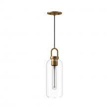 Alora Lighting PD401505AGCL - Soji 5-in Aged Gold/Clear Glass 1 Light Pendant