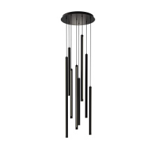 DALS PDLED120-8-BK - Round Canopy - 8 piece Decorative pendant cylinder