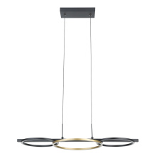 Eglo Canada 205746A - 3 LT Integrated LED Pendant w/ Black Finish & 3 Circular Gold Rings