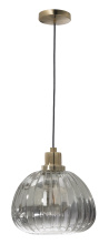 Eglo Canada 206357A - 1 LT Pendant w/ Brushed Gold Finish & Metalic Smoked Glass Shade