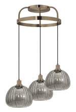 Eglo Canada 206358A - 3 LT Cascaded Pendant w/ Brushed Gold Finish & Metalic Smoked Glass Shade